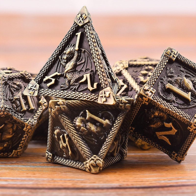 AUSTOR 7-Die Metal DND Dice Set Dungeons and Dragons Polyhedral Roll Playing Dice with Box D20 D12 D10 D% D8 D6 D4 for Pathfinder MTG RPG Board Games - Image 4